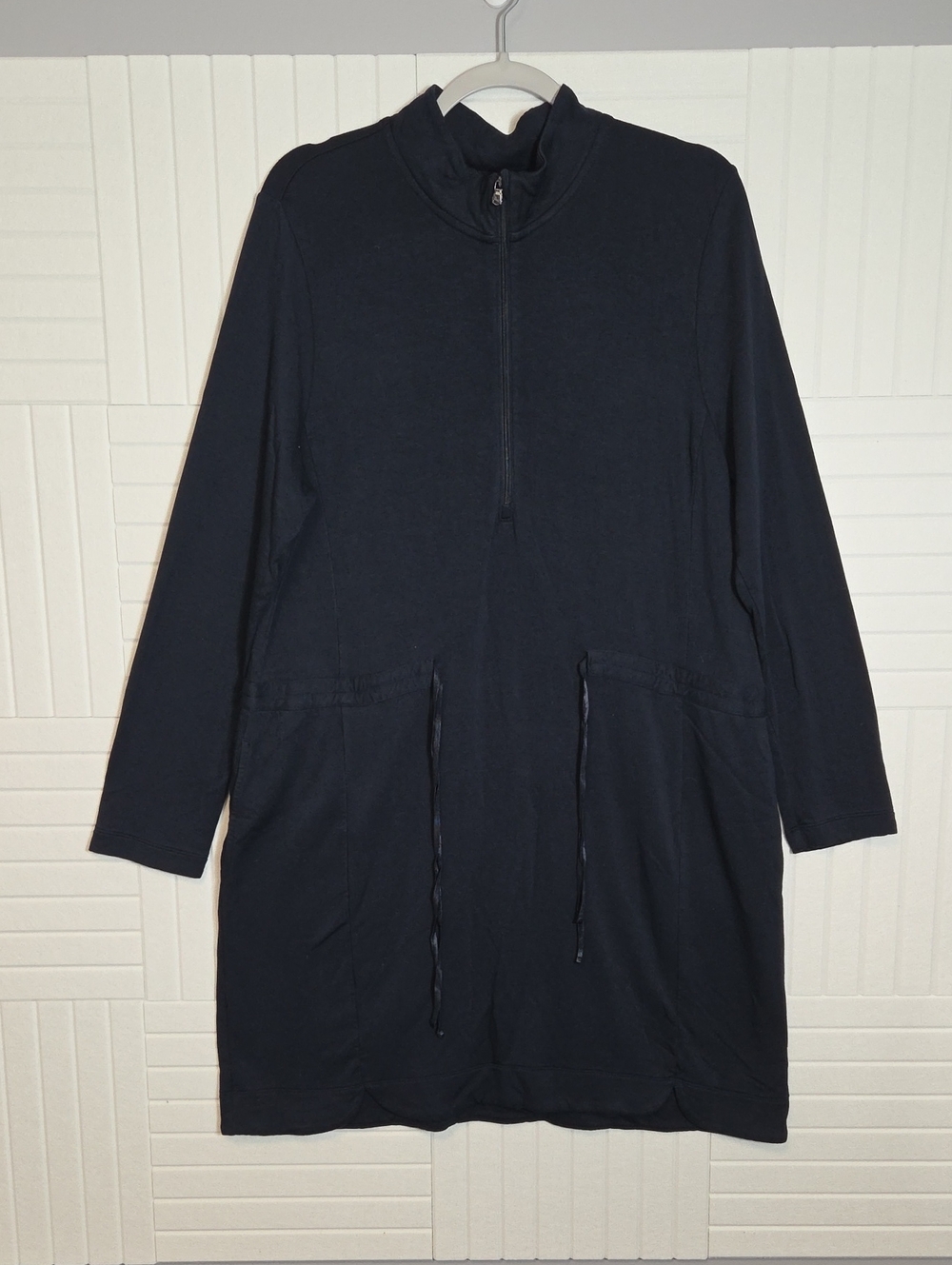 J. Jill Fit Navy Blue Cinch Waist Pullover Dress With Pockets Size XL